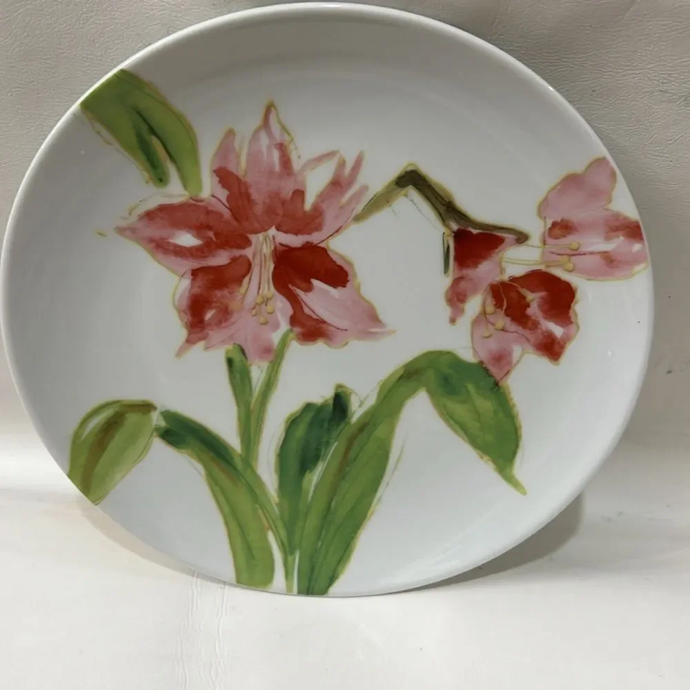 Paula Deen Amaryllis 4 piece plate set salad dessert appetizer spring summer